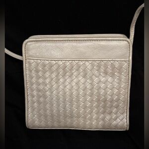 Vintage Ganson Crossbody Bag in Ivory Woven Genuine Leather